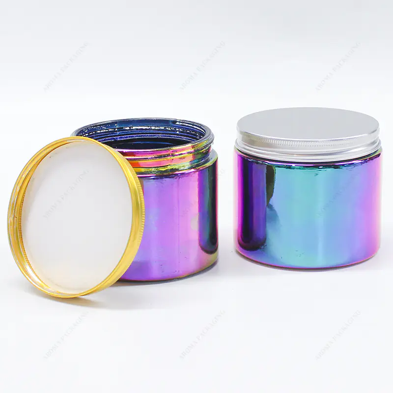 Nuevo estilo de lujo galvanizado jar de vela de vidrio galvanizado con tapa para Candle Deco