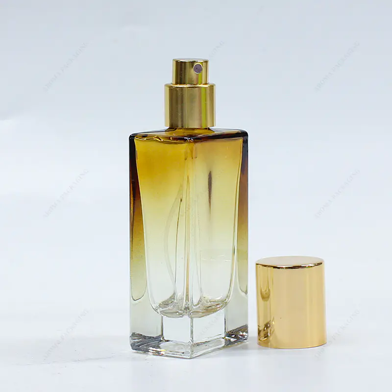 Usine Nouveaux produits Dégradé Verre Jaune Flacon de Parfum GBC223 avec Couvercle en Métal