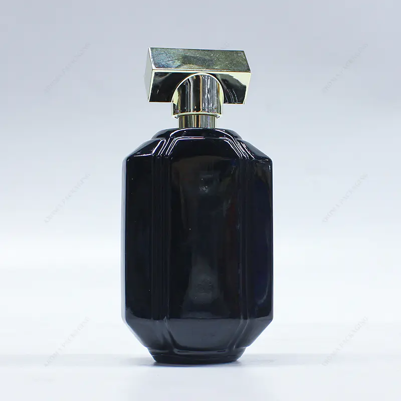 Hecho en fábrica 55ml 100ml botella de perfume de vidrio azul negro GBC270-271 con tapa