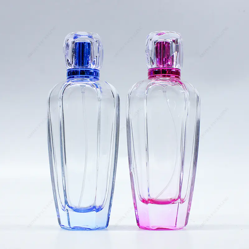 Hecho en fábrica Gradient Blue Pink 100ml botella de perfume de vidrio GBC272 con tapa personalizada