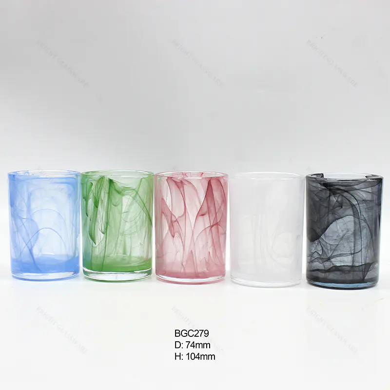 批发玻璃蜡烛罐艺术颜色自定义徽标颜色，用于装饰存储