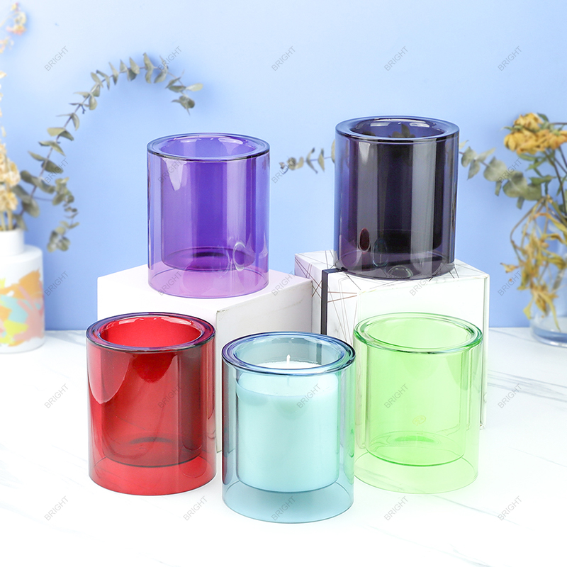 New Style Glass Candle Jar Spray Color 6oz 7oz 8oz Double Layer