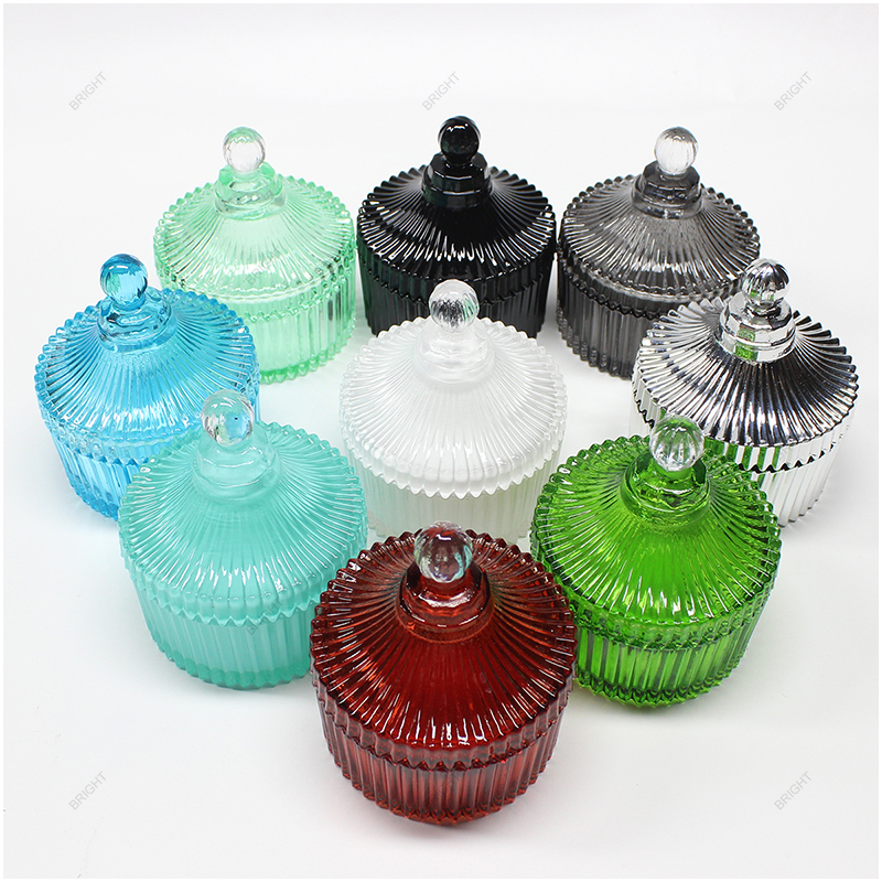 New Design GEO Cut Candle Jars Custom Color with Box and Lid