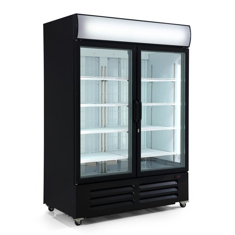 Congelador vertical de doble puerta Congelador de exhibición comercial