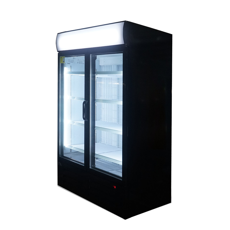 Congelador vertical de doble puerta Congelador de exhibición comercial