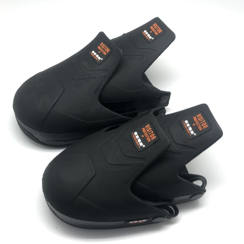 Полностью черный стальной носок Защитная обувь Visitor с резиновым задним ремешком