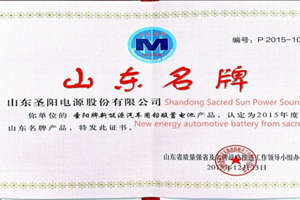 Neue Energie-Autobatterie aus heiliger Sonne wurde der Titel der berühmten Marke in Shandong 2015 ausgezeichnet