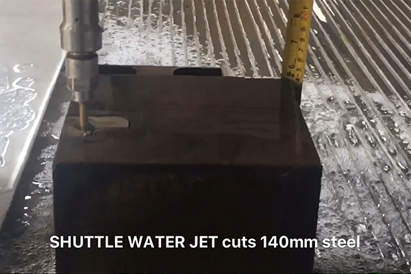 Water jet cuts 140mm steel with new pump