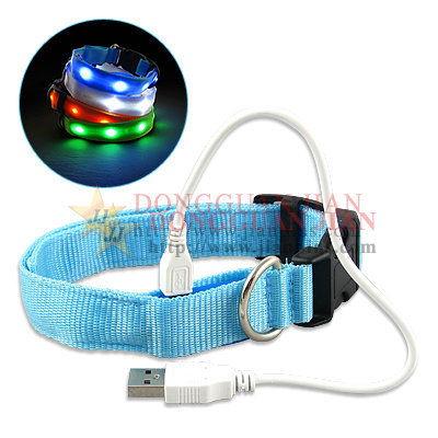 Светящийся светодиодный ошейник для собаки для ночной безопасности USB перезаряжаемый