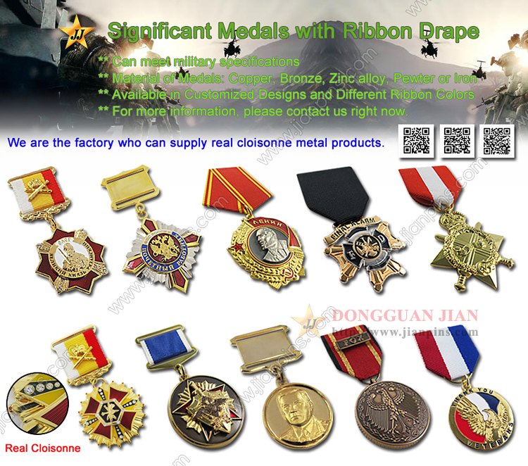 Væsentlige medaljer med bånddrap fra JIAN
