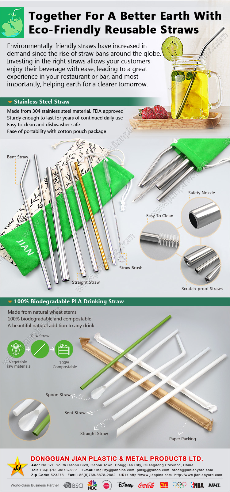 Reusable Straws Metal Straws Biodegradable PLA Drinking Straws