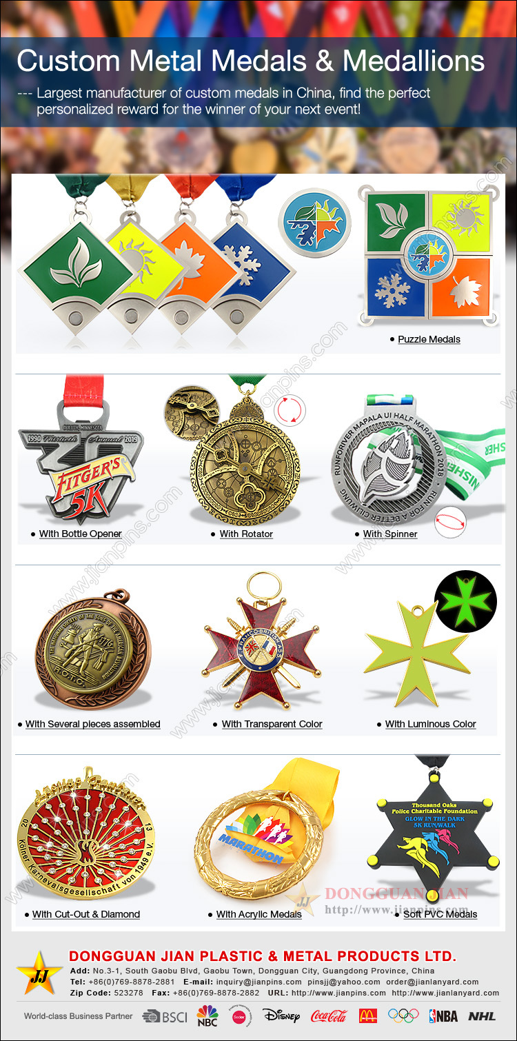 Medalhas e medalhões de metal personalizados