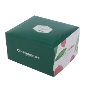 green cake box with inner pocket for disposable tray and fork