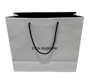 double side printed matt lamination fashion paper shopping bag with pp rope handle black inside