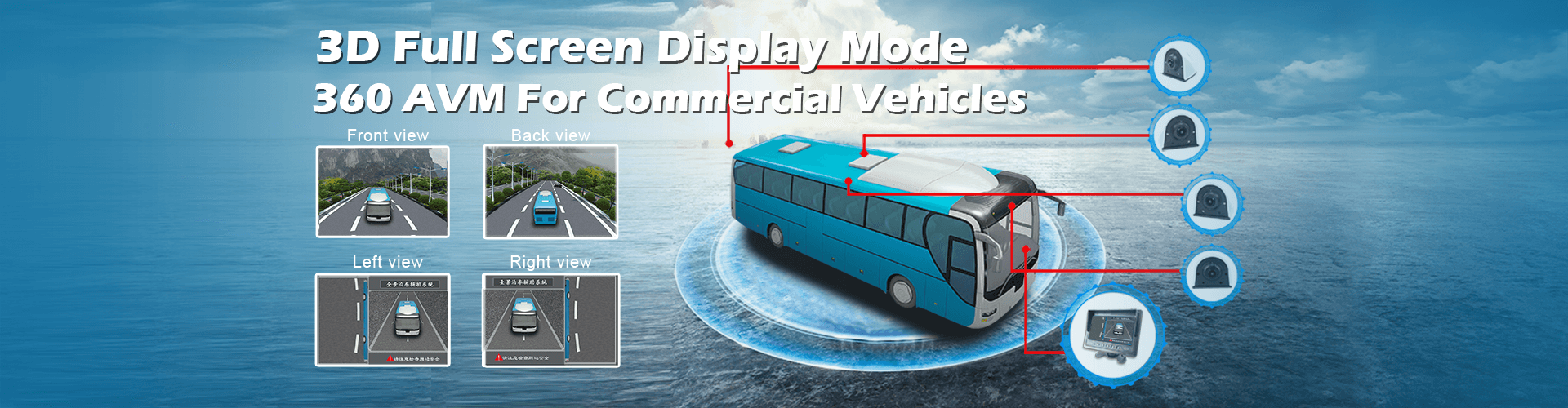Sistema 360 3D AVM para veículos comerciais (van, RV, ônibus, ônibus, caminhões)