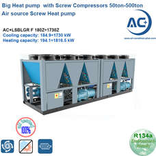 big screw heat pump R134A Screw Compressors 50ton-500ton air source screw heat pump