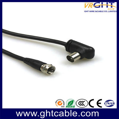 直角9.5插头至9.5 插孔线缆射频同轴天线电缆F连接器RG6电缆