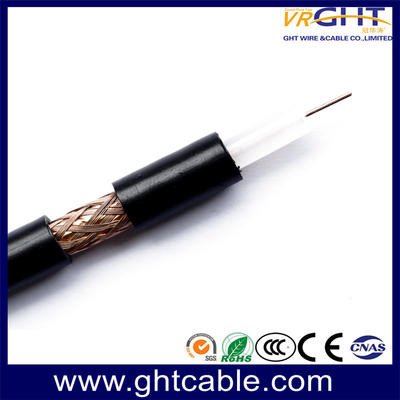 Câble coaxial en PVC noir RG6 (CE RoHS CCC ISO9001)