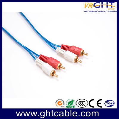 2RCA - 2RCA Cable Blue Transparent PVC Audio Cable
