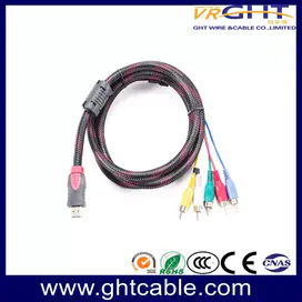 用于 DVD HDTV STB 1080P 的 HDMI 公头 TO 5RCA 组件转换电缆线适配器