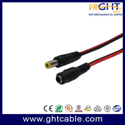 DC Power Pigtail Cable With CCTV Security Camera And DC Power Pigtail Male/Female Cable-Black Red