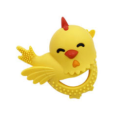BT018  Silicone teether in Chick shape. Multi-Textured, Soft & Soothing, Easy to Hold (BPA Free, Freezer & Dishwasher Safe)