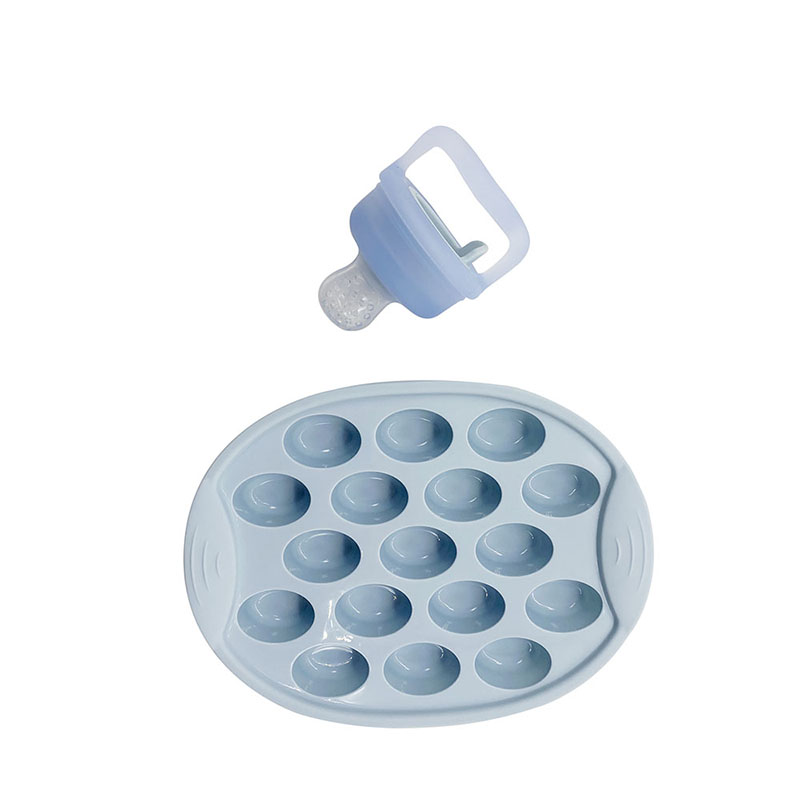 BT0041 Baby Fruit Food Feeder Chuifier, Silicone Pouches Mesh Sucker Teethers with Measuring Cup Type Protective Case, BPA Free