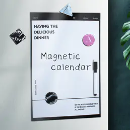 Aimant mensuel de calendrier de réfrigérateur en noir classique