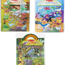 Reutilizabile Puffy Autocolant Wild Adventures Joaca Set 3-Pack (118 Autocolante: Safari, dinozaur, Ocean).autocolant pufos juca set safari