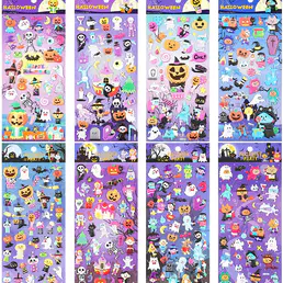 Kids Stickers 8 Different Sheets, Halloween 3d moderne napuhane naljepnice Ghost Naljepnice za djecu, Bulk Scrapbooking Naljepnice Duha, Mumija, Vampir, Bundeva, Šišmiš, Naljepnice za dječake Djevojke Party Favors