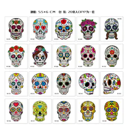 Cartoon Face Tattoo Sticker Day of The Dead Skull Temporary Tattoo per Halloween Decorations Stickers