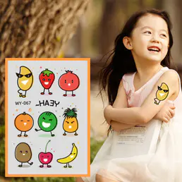 ملصق الجمال الوشم الصيف سلسلة البطيخ التفاح الموز الفراولة الخوخ ملصق الوشم المؤقت