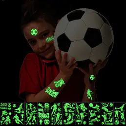 Soccer personnalisé Glow in The Dark Body Tattoo Sticker Golwing Tatouage temporaire / tatouage corporel