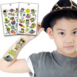 Adesivi per tatuaggi per bambini impermeabili adesivi per tatuaggi serie spaziali ecocompatibili adesivi per tatuaggi adesivi per tatuaggi metallici EC