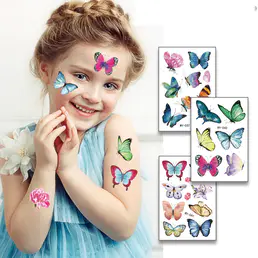 Värviline veekindel tindiprintimine 3D Butterfly Tattoo kleebis