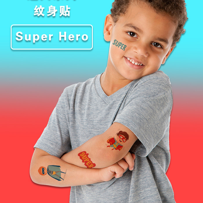 Hot Selling Netoxické Body Art Temporary Super Hero Tattoo samolepka