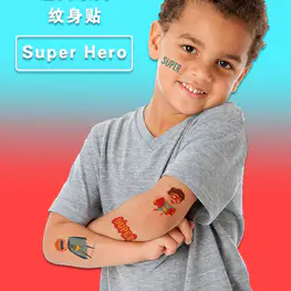 Hot Selling Ikke-giftig Kropskunst Midlertidig Super Hero Tattoo klistermærke