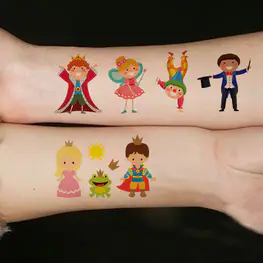 Tatuajes personalizados de la serie infantil niños cara de princesa cuerpo brazos tatuaje / tatuaje pegatina