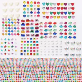 3000 + Gem Stickers Juwelen Stickers Strass voor Ambachten Sticker Crystal Stickers Zelfklevende Craft Jewels voor Arts & Crafts, Multicolor, Diverse Grootte