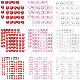 720 keping Hari Valentine Hati Rhinestone Pelekat Sendiri Permata Kristal Pelekat Flat Pelekat Hati Belakang Akrilik Pelekat Muka Akrilik Permata Permata untuk Kraf untuk Membuat DIY Perkahwinan (Putih, Merah, Merah)