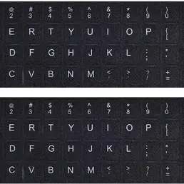 Универсальные английские наклейки на клавиатуру, наклейки на компьютерную клавиатуру черный фон с белыми надписями для компьютера ноутбук ноутбук настольный (английский)