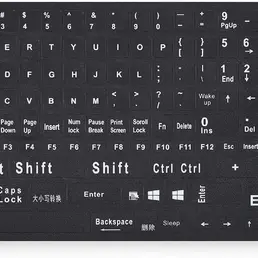 ملصقات لوحة المفاتيح الإنجليزية العالمية للكمبيوتر الكمبيوتر المحمول الكمبيوتر المحمول سطح المكتب لوحات المفاتيح الدفترية ، استبدال ملصقات لوحة المفاتيح خلفية سوداء مع حروف كبيرة بيضاء - الإنجليزية