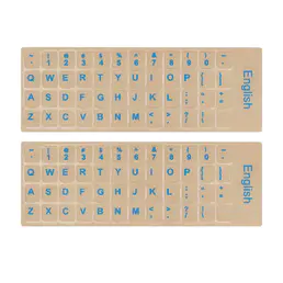 Pegatinas de teclado universales en inglés para PC Pc Pc Mac Teclado de escritorio portátil, Pegatinas de reemplazo de teclado en inglés, Fuente azul de fondo transparente