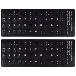 Autocolante tastatură germană, autocolante de înlocuire a tastaturii cu autocolant cu litere albe pentru PC Laptop Notebook Tastaturi desktop (germană)