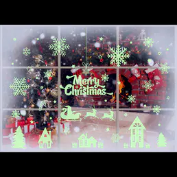 2 feuilles Christmas Glow in The Dark Window Décoration Stickers, 109Pcs Nuit Étoiles lumineuses Flocons de neige Autocollants de rennes pour la décoration intérieure Hiver Glace Thème Fête du Nouvel An Célébration des vacances