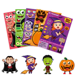 Halloween Party Games Stickers for Kids Make Your Own Halloween Stickers, Kids Halloween Activities Stickers Pumpkin Mummie Zombie Witche Monster Vampire for Kids Halloween Party Favors