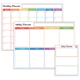 Trocken abwischbares Kalender-Whiteboard. Set mit 3 magnetischen Kalendern für Kühlschrank: Monatlich, wöchentlich Organizer & Daily Notepad. Wand & Kühlschrank Familienkalender