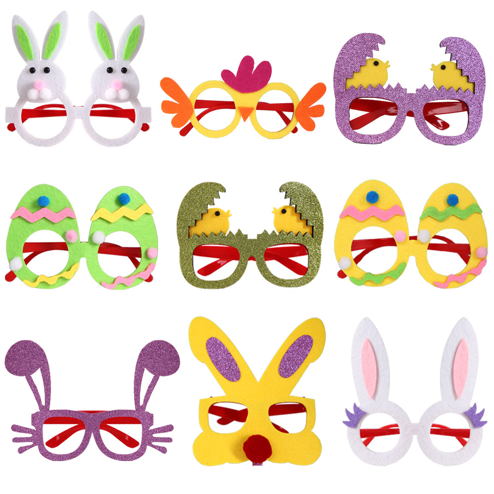 Easter Glasses Frame Easter Party Photo Props Easter Party Supplies for Kids. Thick Cardstock Bunny Eyewear Chick Eyeglass Easter Egg Hunt Funny Cute Costume Photo Props Supplies