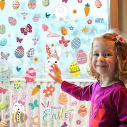 Πασχαλινό παράθυρο λαγουδάκι Διακοσμήσεις - Παιχνίδια κυνήγι αυγών Decals Σπίτι Πάρτι Στολίδια