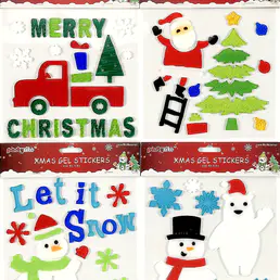 Різдвяні вікна чіпляються за скляні вікна, багаторазові гелеві наклейки для дітей, різдвяні прикраси для вікон включають Діда Мороза, Оленів, Сніжинки
